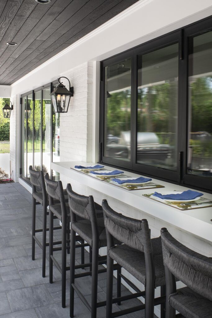 Outdoor high-top table with seating