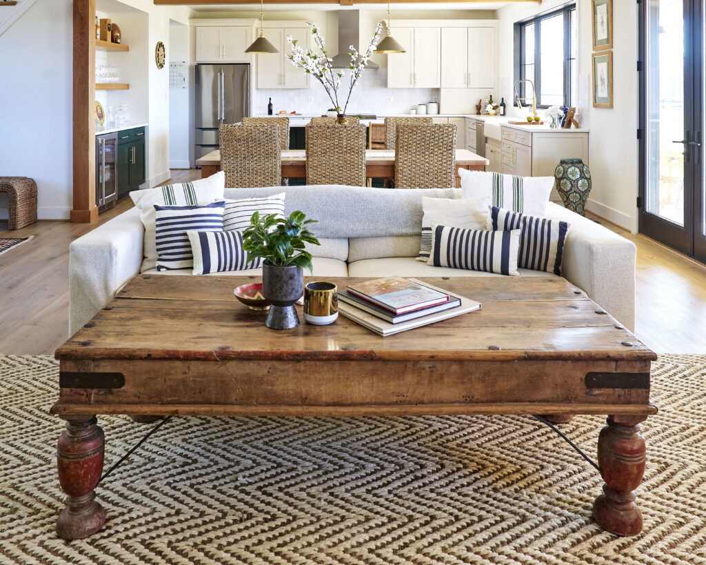 Multi-functional living room with open concept and flexible layout