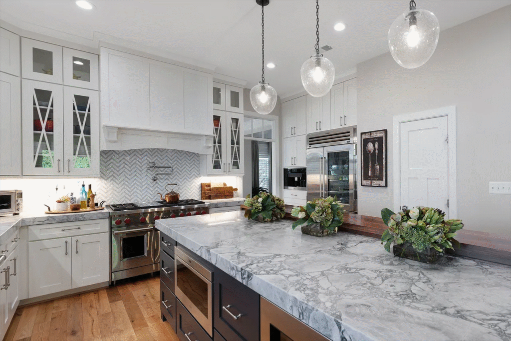 Smart home technology integrated into a modern kitchen design