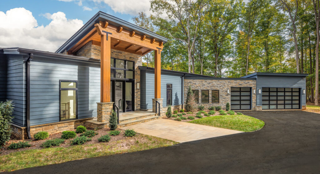A stunning modern custom home nestled against Lake Anna’s shoreline