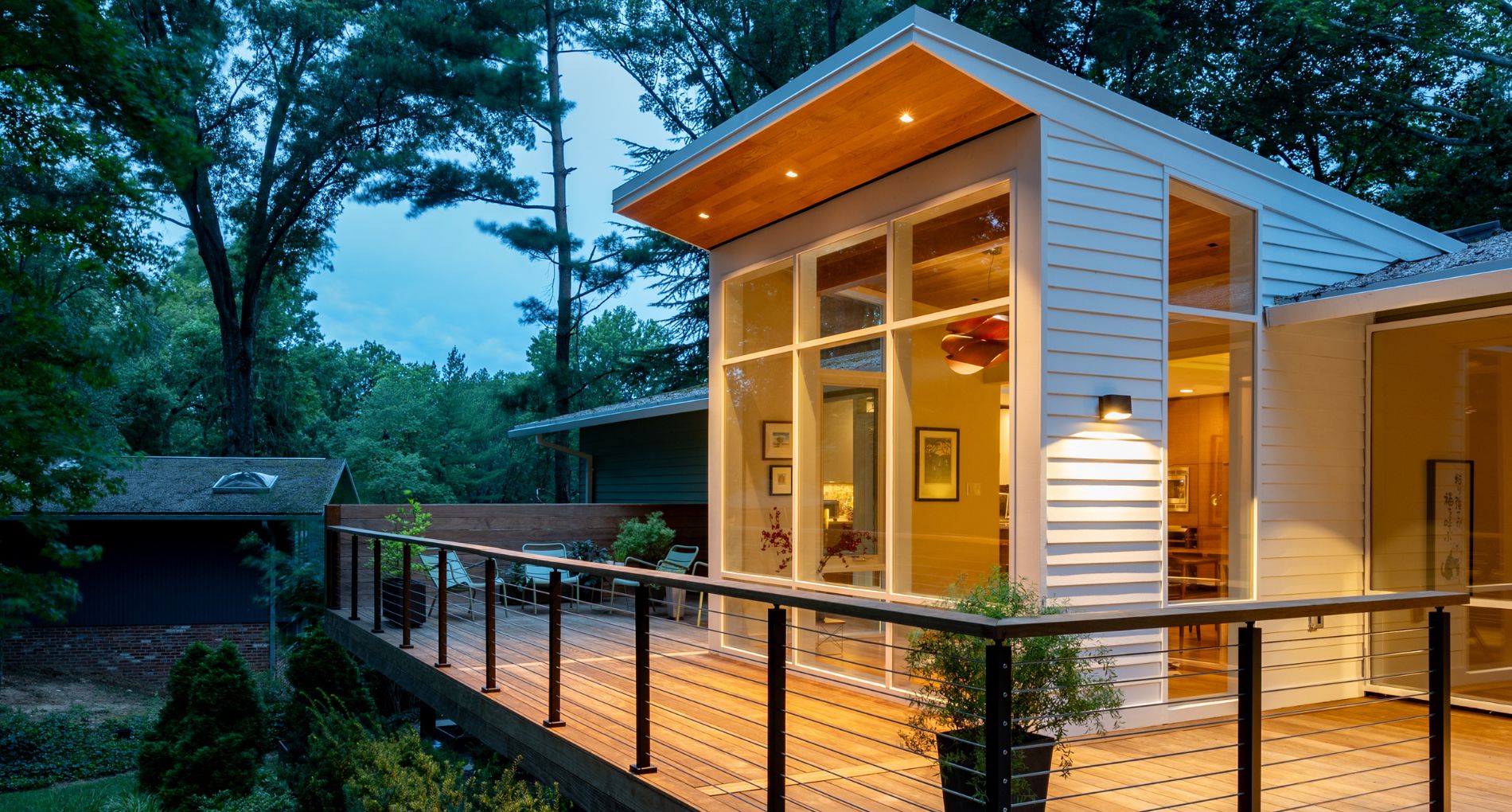 Exterior view of deck and addition renovation in Alexandria
