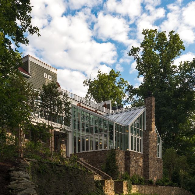 Daytime view of the historic Goodstone Inn in Middleburg, Virginia, two-story addition by Alair Homed Hunt Country