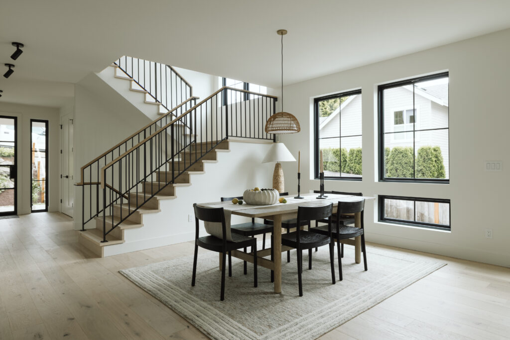 dining room with stairs