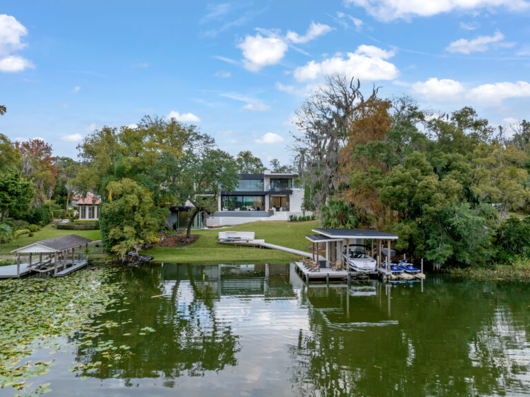 View of The New American Home 2026 from Lake Osceola in Orlando and Winter Park, FL Official Showhome f the International Builders Show 2026