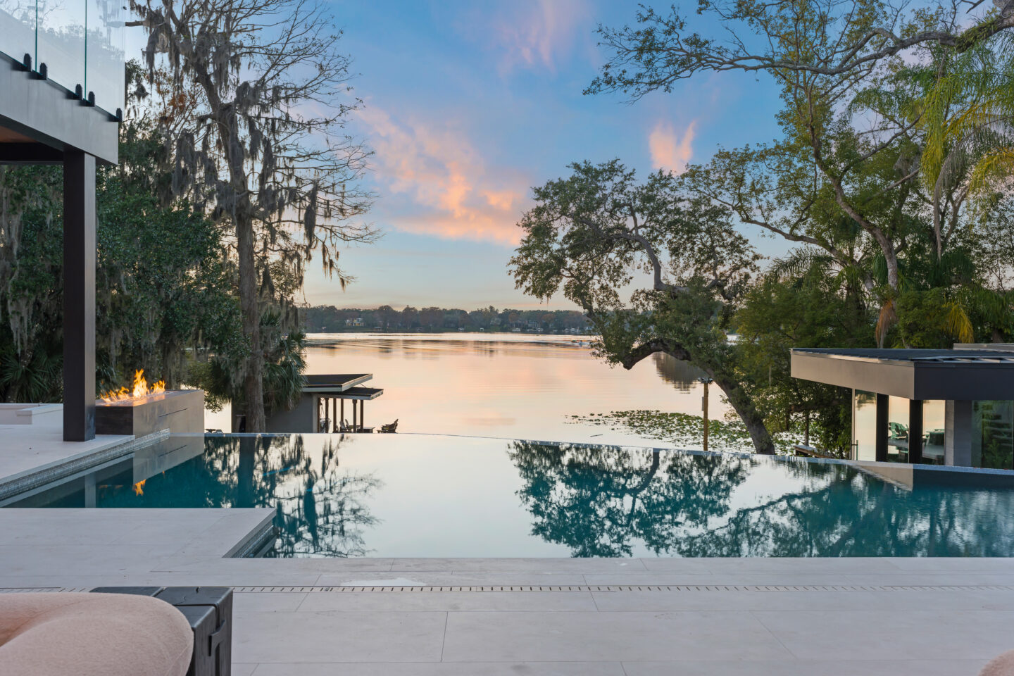 Incredible Sunset from the back of the new American home 2026 over Lake Osceola in Orlando, FL