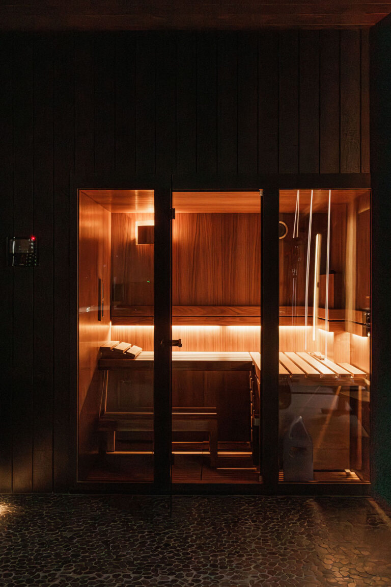 integrated sauna into the residential home at the new american home in Winter Park, Florida